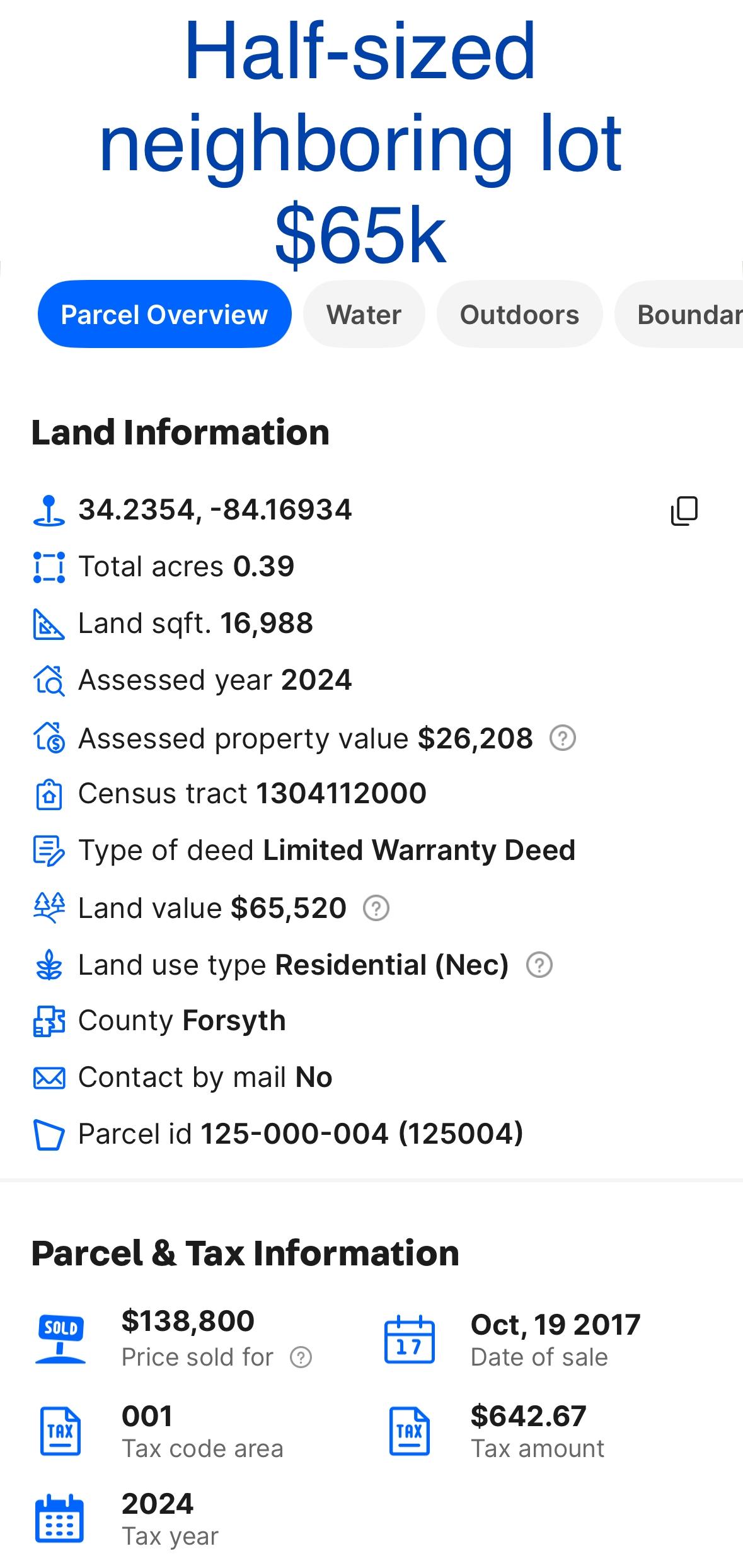 0.59 Acres for Sale in Cumming, Georgia